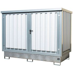 eurokraft pro Stalen depot voor gevaarlijke stoffen, voor 2 IBC/KTC-containers van 1000 l, verzinkt