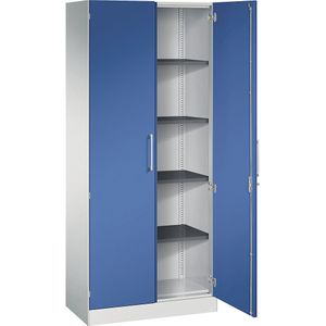 C+P Vleugeldeurkast ASISTO, hoogte 1980 mm, breedte 800 mm, 4 legborden, lichtgrijs/gentiaanblauw