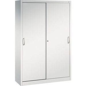 C+P ACURADO schuifdeurkast, 3 legborden, 2 lockers, h x b x d = 1950 x 1200 x 400 mm, lichtgrijs