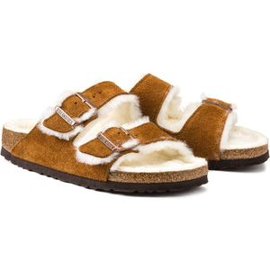 Slipper Birkenstock Unisex Arizona Shearling Suede Mink Narrow-Schoenmaat 41