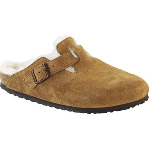 Birkenstock - BOSTON SHEARLING SUEDE LEATHER - Pantoffels - Cognac