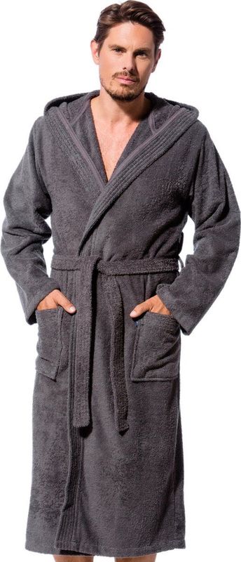 Morgenstern - Badjas - Grijs - 100% Badstof Katoen - Capuchon, 2 Zakken, Oeko-Tex Gecertificeerd
