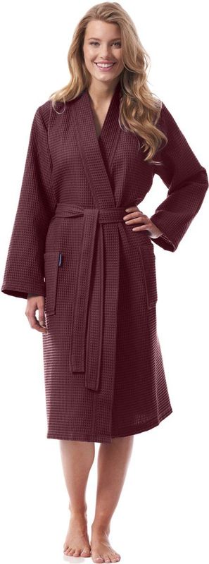 Morgenstern - Badjas - Bordeaux Rood - 100% Katoen - Wafel