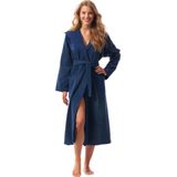 Morgenstern - Badjas - Donkerblauw - 100% Badstof Katoen - Dames - Capuchon
