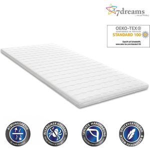 7dreams® topdekmatras met visco-elastische koudschuimvulling - 100 x 200 x 4,5 cm - matrashoes, matrasbeschermer orthopedisch met memory foam effect