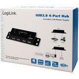 Logilink - Usb 3.0 4 Port Hub - Zwart - USB 3.0 - Inclusief USB Kabel
