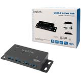 Logilink - Usb 3.0 4 Port Hub - Zwart - USB 3.0 - Inclusief USB Kabel