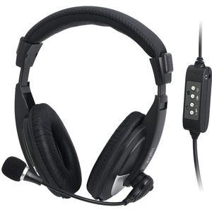 LogiLink HS0019 - USB stereo headset hoge kwaliteit met 180° draaibare microfoon en afstandsbediening