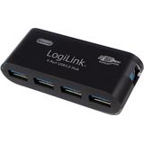 LogiLink - HUB 4x USB 3.0 - Zwart - USB Hub - 4 Poorten