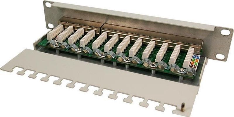 Patch Panel - 10 Inch - 12x RJ45 - CAT6 - STP - Grijs - 1U