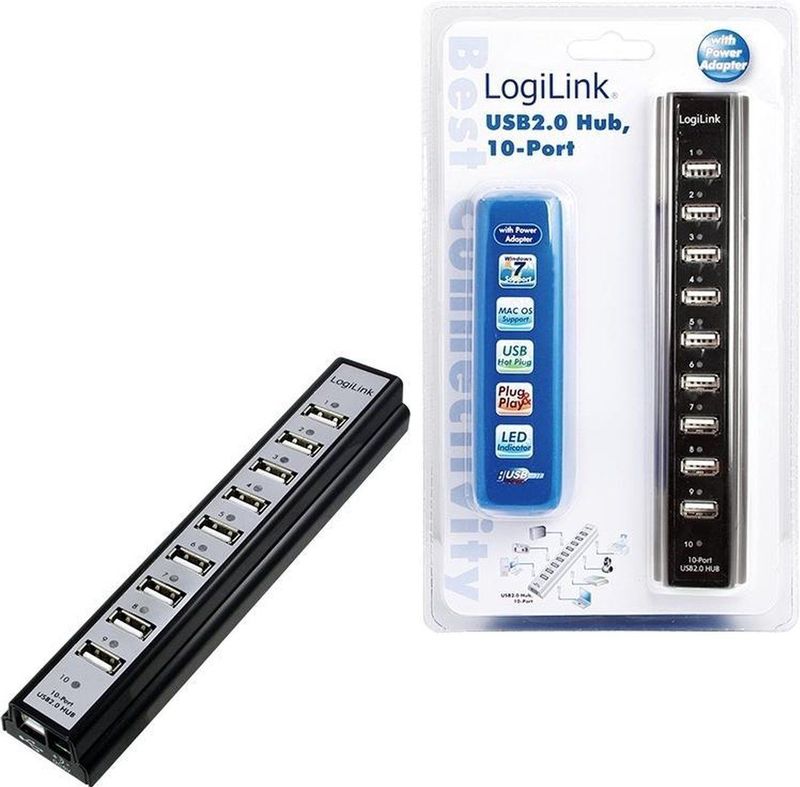 LOGILINK 10 poorten Hub - extern - USB2.0 - aktief