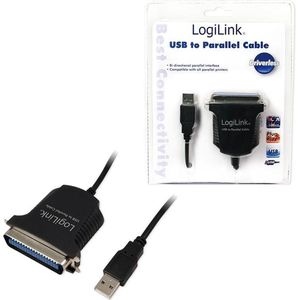 LogiLink - AU0003C - USB A - Parallel - Zwart - 1,5 m