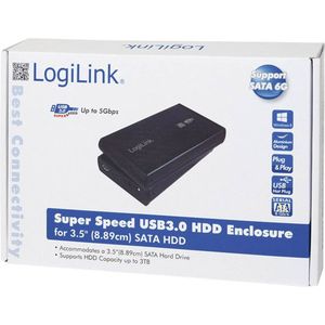 LogiLink - SATA-schijfbehuizing - USB 3.0 - Zwart - Extern Aluminium