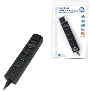 USB-HUB 7-Port LogiLink m. voeding zwart