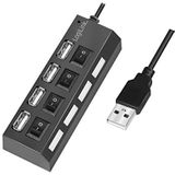 LogiLink UA0128 USB 2.0 hub met on-off-schakelaar, 4 poorten, 2 A, zwart