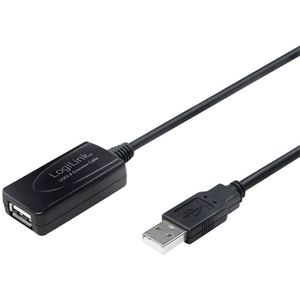 LogiLink USB-kabel USB 2.0 USB-A stekker, USB-A bus 10.00 m Zwart UA0143