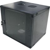 LogiLink - W09F64B - Wandkast Rack - Donkergrijs - Stalen Frame, Glazen Deur, Max. 30 kg