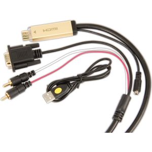 Premium HDMI naar VGA + Tulp 2RCA kabel / zwart - 2 meter