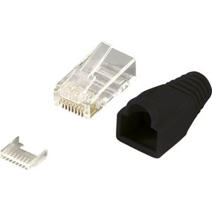 RJ45 krimp connectoren (UTP) voor CAT6 netwerkkabel (flexibel) - 100 stuks (incl. huls) / zwart