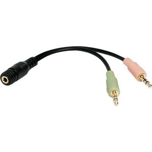 LogiLink CA0020 Jackplug Audio Adapter [1x Jackplug female 3,5 mm - 2x Jackplug male 3,5 mm] Zwart