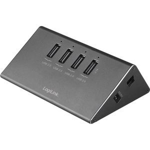 LogiLink UA0224 (Micro USB, 4 ports), Docking station + USB-hub, Zilver