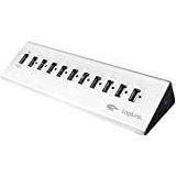 LogiLink UA0226 USB 2.0 hub 10 poorten + 1 snellaadpoort met Smart IC / led-display / overspanningsbeveiliging voor Windows & Mac OS