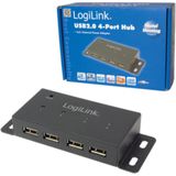 Logilink - USB 2.0 Hub - Zwart - 4 Poorten - Metalen Behuizing