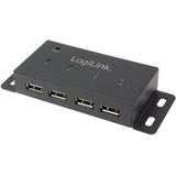 Logilink - USB 2.0 Hub - Zwart - 4 Poorten - Metalen Behuizing