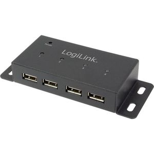 LogiLink USB 2.0 Hub 4-Port mit Netzteil Metall