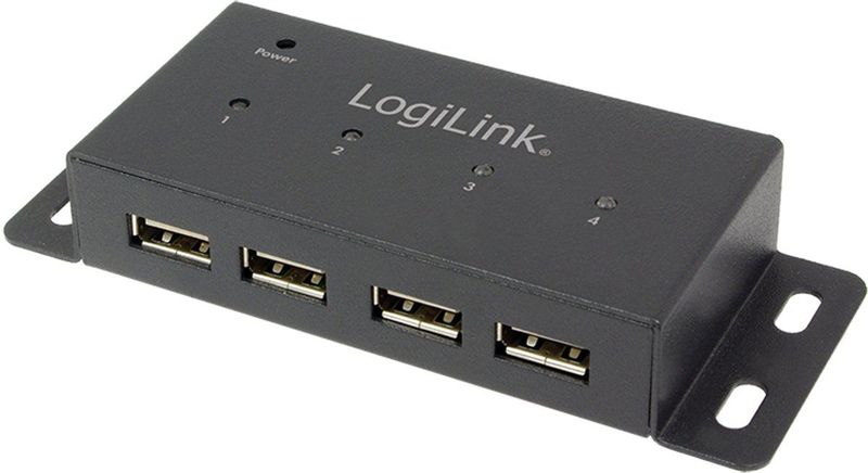 Logilink - USB 2.0 Hub - Zwart - 4 Poorten - Metalen Behuizing