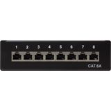 CAT6a - Gigabit Desktop Patch Panel - 1U - 8 Poorten - Afgeschermd - Zwart
