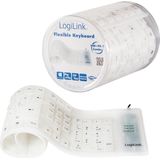 LogiLink ID0018A - Toetsenbord - Wit - Silicone - Oprolbaar en Waterdicht