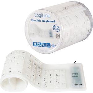 LogiLink ID0018A - Toetsenbord - Wit - Silicone - Oprolbaar en Waterdicht