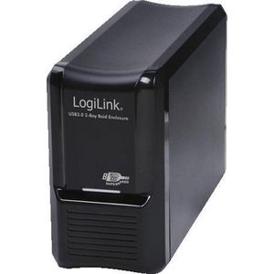 LogiLink Behuizing. 8.9cm (3,5 inch) USB 3.0/2-Bay Raid zwart Alu