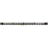 19 Inch Patch Panel - Zwart - 24 Keystone Modules - 0,5U - Kabelgeleiding