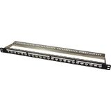 19 Inch Patch Panel - Zwart - 24 Keystone Modules - 0,5U - Kabelgeleiding