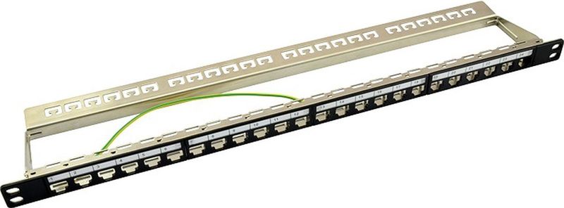 19 Inch Patch Panel - Zwart - 24 Keystone Modules - 0,5U - Kabelgeleiding