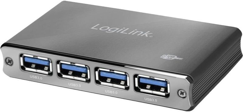 LogiLink - UA0282 - USB 3.0 Hub - Zwart/Aluminium - 4 Poorten