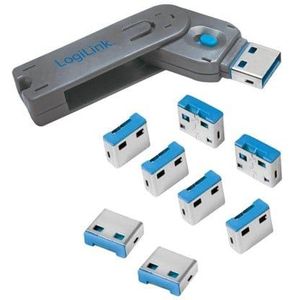 LogiLink - Havenkasteel - Beveiliging van Notebooks - Blauw - USB-Poortslot