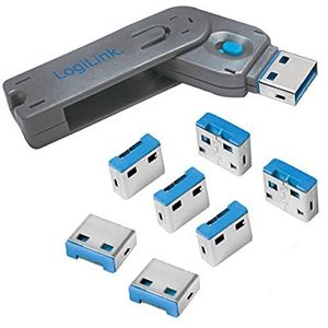 Logilink USB-poort slotblok, 1 x sleutel, 8 x sloten, grijs