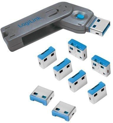 LogiLink - Havenkasteel - Beveiliging van Notebooks - Blauw - USB-Poortslot