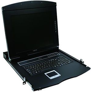 Logilink Professional LCD KVM console met TFT-display en toetsenbord (Duitse lay-out) voor 48,26 cm (19 inch) server-/netwerkkast, zwart, US toetsenbord, 17 inch TFT, zwart