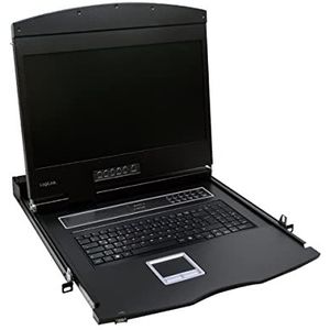 LogiLink Professional LC902GE LCD KVM console met 48,26 cm (19 inch) TFT-monitor en toetsenbord (DE) voor server/netwerkkast zwart