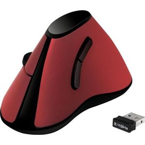 Logilink ID0159 Ergonomische muis, draadloos, optische radio, zwart, rood, 5 toetsen, 1200 dpi, ergonomisch