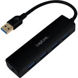LogiLink UA0295 USB 3.0-hub, 4 USB-poorten voor uitbreiding, zwart