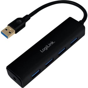 LogiLink UA0295 USB 3.0-hub, 4 USB-poorten voor uitbreiding, zwart