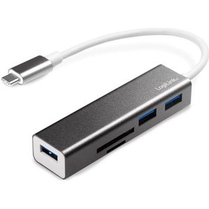 Logilink USB-C 3 Poorts USB 3.0 HUB Met Kaartlezer