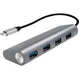 LogiLink UA0309 USB-hub 3.1 voor pc/laptop, 4 poorten, behuizing van aluminium, zilverkleurig
