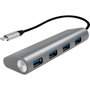 LogiLink UA0309 USB-hub 3.1 voor pc/laptop, 4 poorten, behuizing van aluminium, zilverkleurig