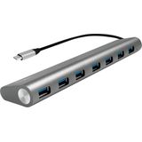 LogiLink UA0310 USB 3.1 Hub voor PC/notebook, 7 poorten, aluminium behuizing, zilverkleurig